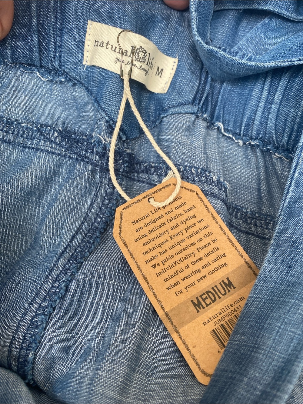 NWT Natural Life Dakota Tie Overall - Denim Blue/Chambray size M - Picture 4 of 6